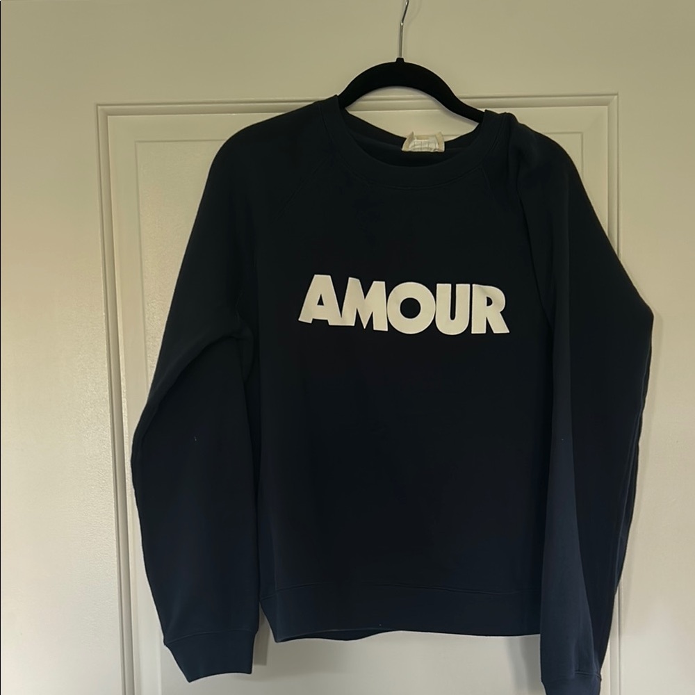 Sezane Women’s Amour Sweatshirt in Navy NWT